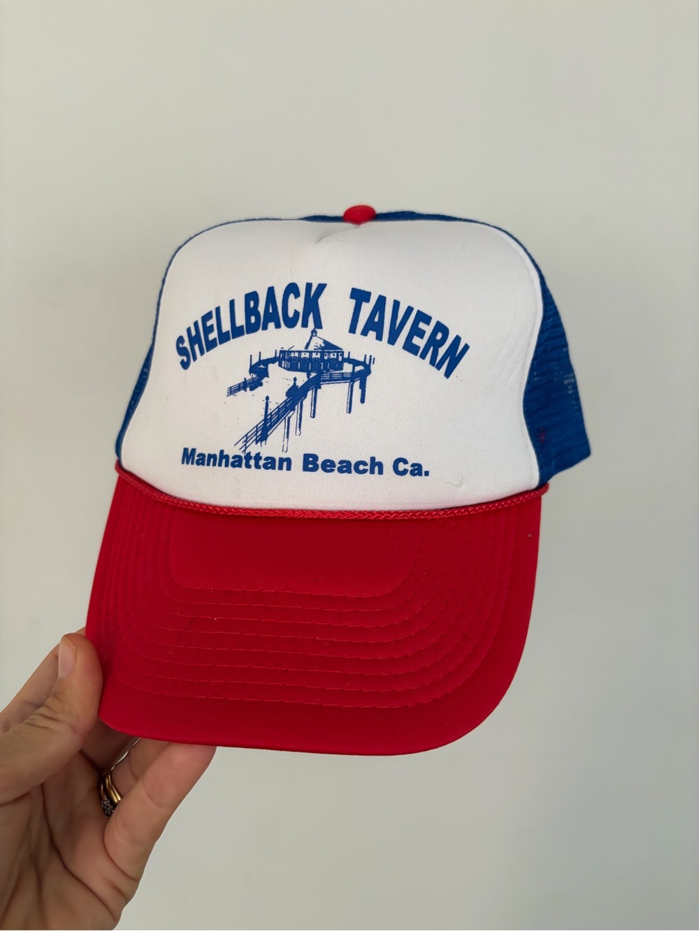 Shellback Tavern Manhattan Beach Cap - White, Blue & Red